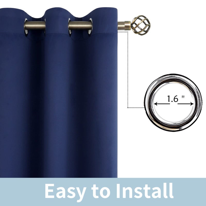 BGment Room Darkening Curtain for Sliding Door, Wide Blackout Room Divider Curtain for Living Room 96 Inch Length, Thermal Privacy Soundproof Window Drape 1 Panel, Navy, 120 Wide - Image 5